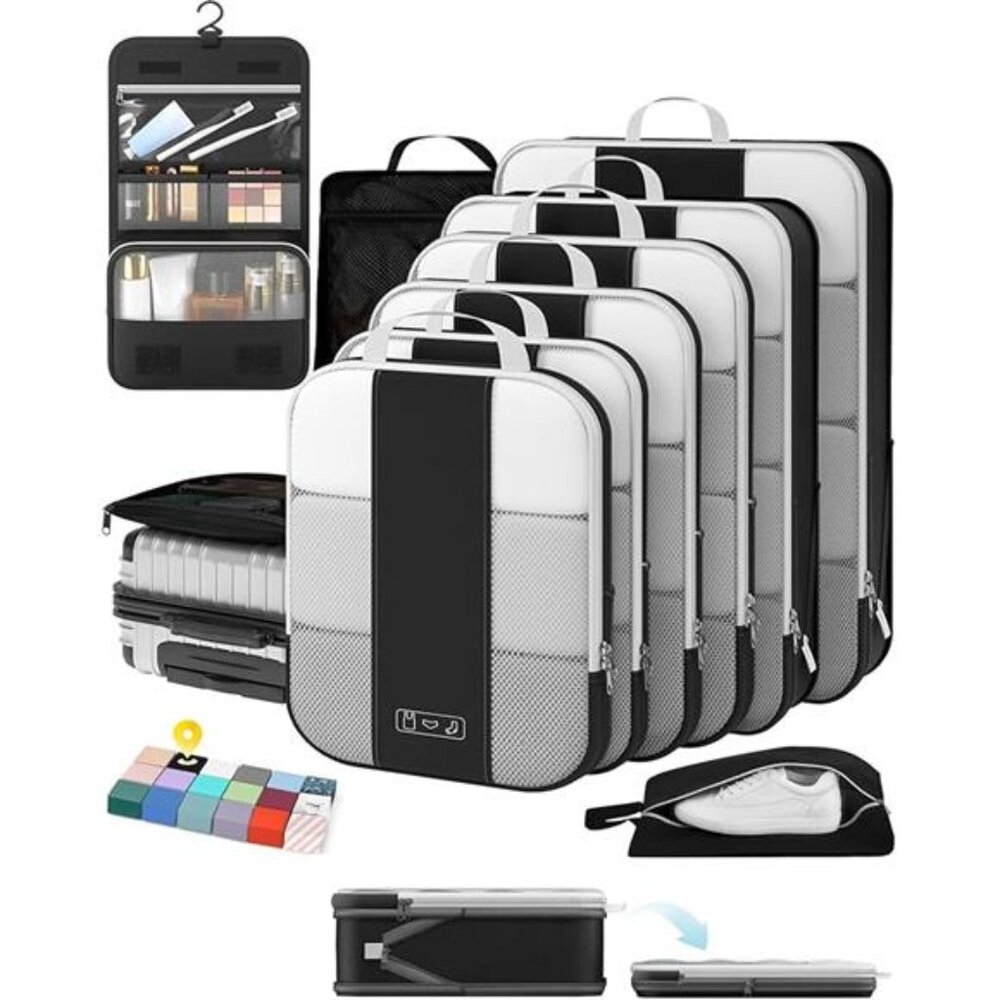 10 Set Compression Packing Cubes for Travel Essentials,Compressible Expandable - Picture 7 of 7